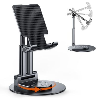 BHHB Support Telephone burea, Porte Telephone avec Rotatif à 360° Support Smartphone Portable Phone Holder pour iPhone Samsung Huawei, Smartphones, iPad Mini, Kindle et Plus Encore (Noir)