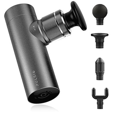 Mini pistolet de massage, Pulsio Air avec corps en aluminium, léger, silencieux, autonomie de 2 mois, soulagement musculaire portable (argenté)