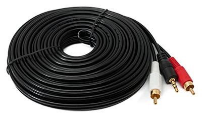 SYSTEM-S Cinch 2 RCA kabel 10 m stekker naar AUX 3,5 mm jack stekker stereo AV in zwart