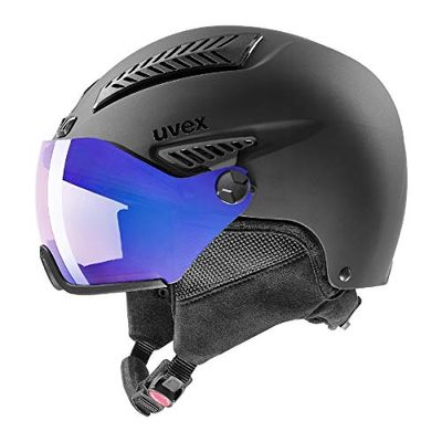 uvex hlmt 600 vario, casco de esquí robusto unisex, con visera, ajuste de talla individualizado, black matt, 57-59 cm