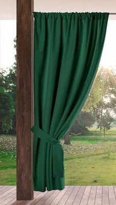 Eurofirany Garden Rideau Extérieur avec Passe Tringle - 1 pc. Rideau Imperméable, Coupe-Vent, Rideau pour Pergola, Cabanon Jardin Exterieur, Gazebo, Terrasse, Pavillon, 155x200 cm, Vert Foncé