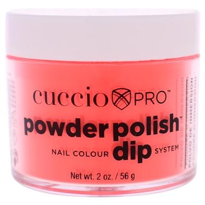 Cuccio Powder Polish - Dip Acrylic Nail Colour Dip System - 45g (1.6oz) Dipping Powder - Funky Neons Red