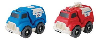 Lexibook, Bio Toys, Leksaksbilar delvis tillverkade av vetefibrer, Polis och brandman för barn, Röd/blå, BIOC05