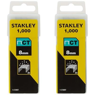 Stanley 1-CT305T 8mm Flat Narrow Crown Staples (1000 Pieces) (Pack of 2)