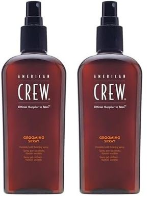 American Crew - Grooming Spray - Spray Cheveux Homme - Spray Coiffant Fixation Variable - Produit Coiffant Brillance Naturelle à Forte - Produit Cheveux de Finition - 250 ml (Lot de 2)