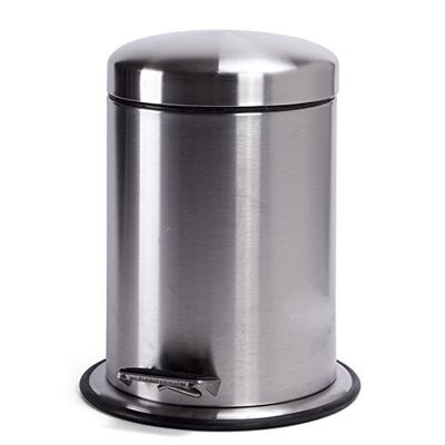 MSV Papelera 100% INOX 5L, Acero Inoxidable, Gris Metalizado, 2 cm