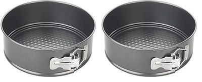 Chef Aid Non-Stick Spring Form Cake Tin, Round Cake pan with Loose Base for Easy Release, Fridge and Freezer Safe. Grey, 19cm, 7.5 inch (Pack of 2)