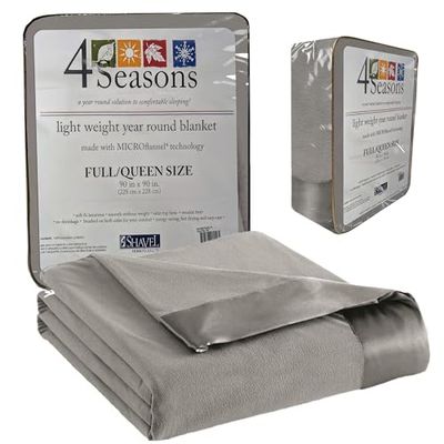 Thermee Micro Flannel Full/Queen Size Blankets, Lightweight All Seasons Cozy Blanket, Throw Blankets for Home and Living Room, Comfy & Soft Blanket for Couch, Machine Wash, No Pilling – Slate Grey