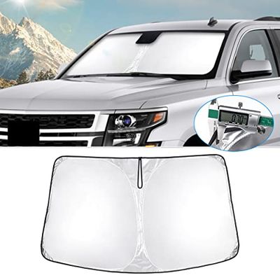 T TGBROS Custom Fit for Windshield Sunshade Chevrolet Tahoe 2015 2016 2017 2018 2019 2020 SUV Window Sun Shade Foldable Sun Shield Upgrade Reflective Polyester Cover Block Heat and Sun