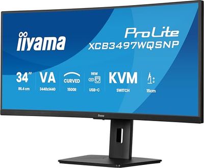 iiyama ProLite XCB3497WQSNP-B1 34" VA CURVO UWQHD 120Hz USB-C DOCK 96W Altavoces Altura Ajustable