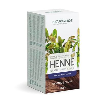 Naturaverde | Henné - Colore Castano, Tinta per Capelli, Colore Capelli, Tinta Capelli, Tinta Capelli Senza Ammoniaca, Colorazione Capelli, 100% Vegetale, Tubo Tinta per Capelli Professionale da 100g