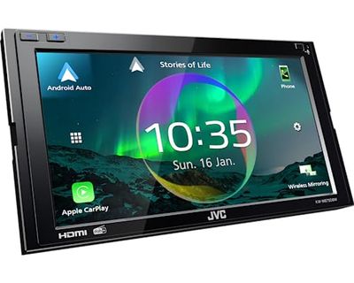 JVC KW-M875DBW Digital Car Stereo, 7-inch Display, Android Auto/Apple CarPlay Compatible, HDMI, USB, FLAC Support