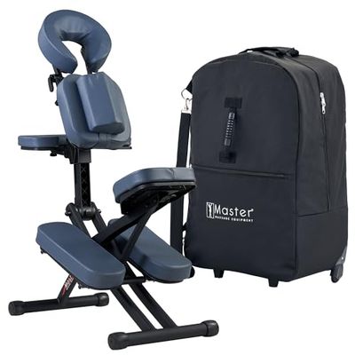 Master Massage Rio - Sedia da massaggio portatile, colore blu reale, leggera 10,9 kg, telaio pieghevole in alluminio, completamente regolabile, qualità premium con supporto a vita.