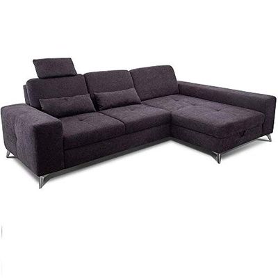 CAVADORE Canapé d'angle Bali/Canapé d'angle Tendance avec Chaise Longue Droite, Appui-tête et Coussin Lombaire/avec réglage de la Profondeur de l'assise, lit et tiroir de lit / 286 x 92 x 176 cm /