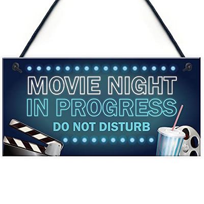 RED OCEAN Cinema Room Sign NEON EFFECT Movie Night Dont Disturb Plaque Home Decor Gift