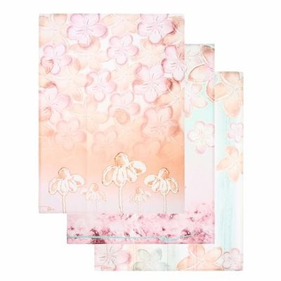 THUN - Lot de 3 torchons Bloomia - Coton - Collection Jardin de printemps - 19 x 25 x 18 cm