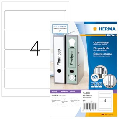 Herma 4291 Étiquettes classeur 192 x 59 A4 400 pièces Blanc