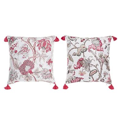 DKD Home Decor Cojín Color Blanco, de poliéster (45 x 10 x 45 centímetros) (2 Unidades) S3028017 - EAN: 8424001818457