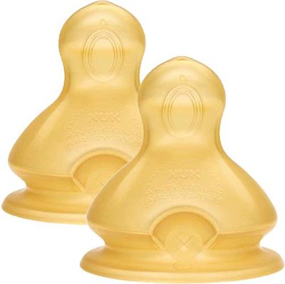 NUK First Choice + Baby Bottle Teat, 6-18 Meses, látex com óleo médio, anti-colic, 2 contagens