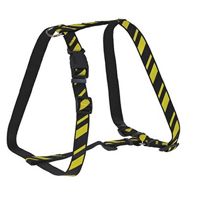 CHAPUIS SELLERIE SLA440 Pettorina Regolabile per Cani - Collare in Nylon Satinato a Righe Nere e Gialle - Larghezza 25 mm - Dimensioni 70-90 cm - Misura L