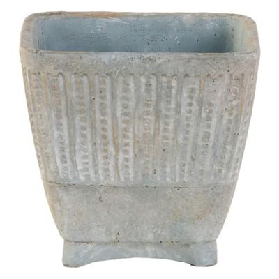 BigBuy Garden Bloempot, cementgrijs, 19,5 x 19,5 x 19 cm