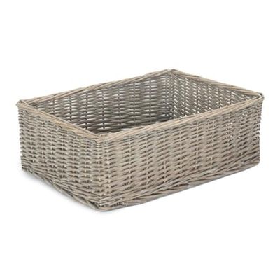 Red Hamper Large Wicker Grey Wash Storage Tray, L