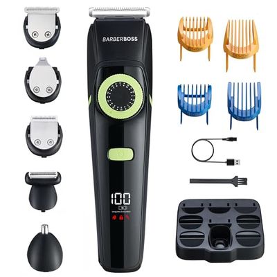 BarberBoss Kit per la cura della barba da uomo, tagliacapelli, tagliacapelli da uomo, taglia naso, rifinitore per dettagli, impermeabile, set per la cura della barba ricaricabile