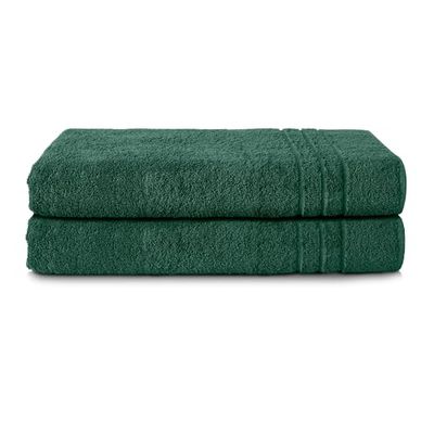 Komfortec Uppsättning av 2 bastuhanddukar, 80 x 200 cm av 100% bomull, XXL bastuhandduk, mjuk, stor, frotté, snabbtorkande, mörkgrön