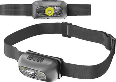 Müller-Licht Lampada da testa chiara visione al buio, distanza luminosa 80 m, multifunzionale: 100%, 50%, luce rossa, flash a luce rossa con pratico sensore mano, porta USB