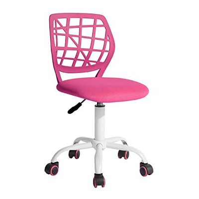 FurnitureR Kolorowe krzesło biurowe, nowoczesne, regulowane wzornictwo, fotel komputerowy, obrotowe krzesło z podłokietnikami, do pokoju dziecięcego, domowego biura, krzesło do zadań, różowe