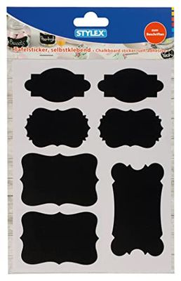 Stylex 36516 - Juego de pegatinas de tiza con 7 pegatinas en 4 tamaños y formas diferentes, pegatinas autoadhesivas