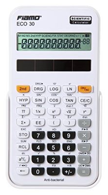 fiamo Calculatrice scientifique Eco30, 138 fonctions et 10 chiffres écran blanc