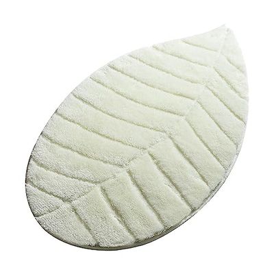 Tappetino da bagno crema a forma di foglia