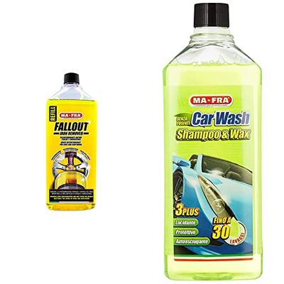 Ma-Fra, Fallout Iron Remover, Elimina Residui Ferrosi da Carrozzeria, Cerchi in Lega, Cerchi in Acciaio, Formato da 1000ml & mAh0930 Shampoo e Cera Car Wash, 10 x 30 x 5 cm