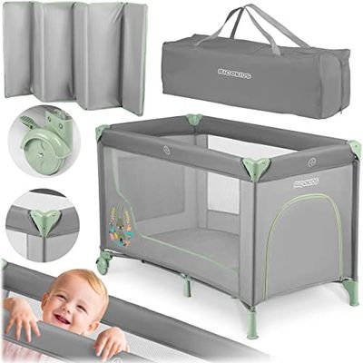 Ricokids Cuna de Viaje 125 x 65 x 78 cm RK-240 Gris-Menta