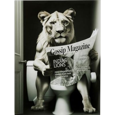 Kare Tableau mural design Lion de Bath - Gris - Rectangulaire - Verre de sécurité ESG de 4 mm - Design animal - Art mural pour chambre à coucher - 80 x 60 cm (H x l)