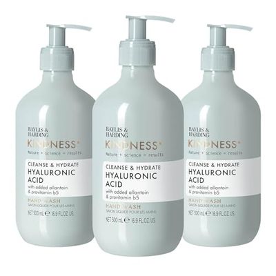 Baylis & Harding Kindness + Plant Hyaluronic Acid, Pear & Orange Blossom Fragrance, 500 ml Cleanse & Hydrate Hand Wash (Pack of 3) - Vegan Friendly