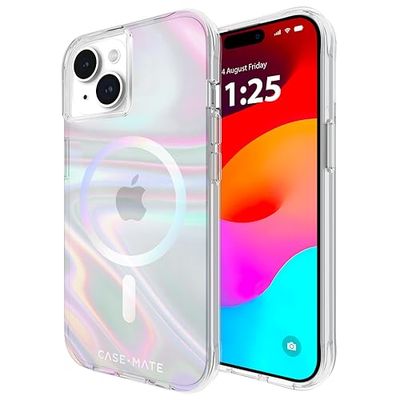 CASE-MATE iPhone 15 Hoesje - Zeepbel [12FT valbescherming] [Compatibel met MagSafe] Magnetische Cover met iriserend Swirl-effect voor iPhone 15 6,1 inch, krasbestendig, schokabsorberend materiaal,