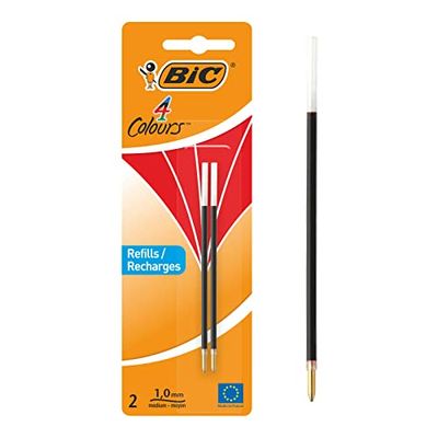 BIC - Penna di ricarica 4 colori, 1,0 mm, blister da 2 pezzi, rossa