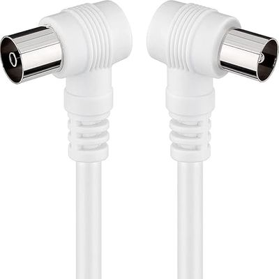 Blendend Cavo TV bianco da 8 m con connettore ad angolo retto, ideale per connessioni in spazi ristretti e mantenere un ambiente ordinato.