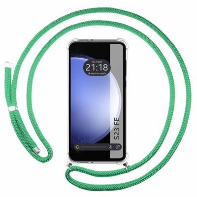 Tumundosmartphone Transparent Hanging Case for Samsung Galaxy S23 FE 5G with Water Green Cord