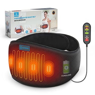 COMFIER Cinturón térmico inalámbrico con vibración y desconexión automática, almohada térmica inalámbrica, para espalda, abdomen, lomos, regalo para mujeres, hombres