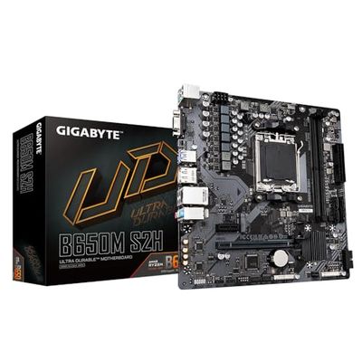 Gigabyte B650M S2H moderkort – stöder AMD Ryzen 8000 CPU:er, 5+2+2 faser digital VRM, upp till 6400MHz DDR5, 1xPCIe 4.0 M.2, GbE LAN, USB 3.2 Gen 1