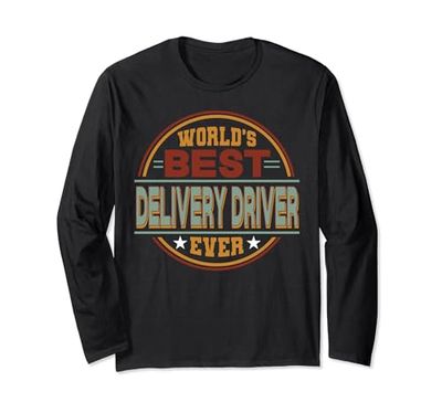 Retro Badge Worlds Best Delivery Driver Maglia a Manica