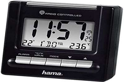 Hama | Rádio despertador digital (relógio despertador com rádio FM, ecrã LED, alarme duplo), preto.