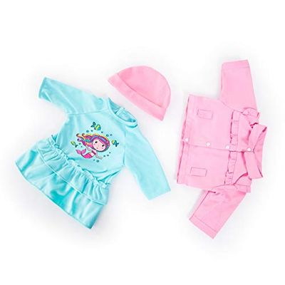 Bayer Design 84689AA Vêtements de poupée 40-46cm, Accessoires pour Poupon, Robe, Veste et Bonnet, Ensemble, Tenue de sirène