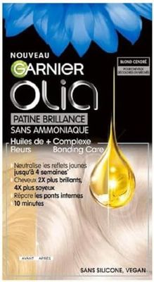 Garnier Coloration Permanente - Sans Ammoniaque - Aux Huiles Naturelles de Fleurs - Patine Brillance Blond Cendré (10.01) - Olia