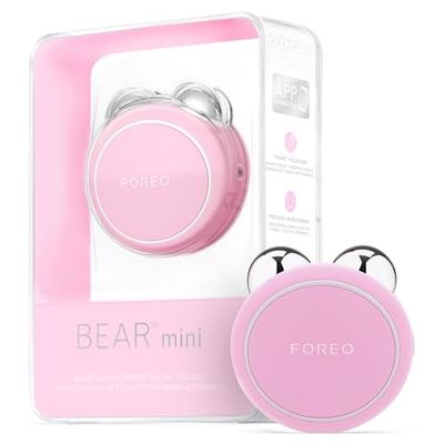 FOREO BEAR mini Masajeador facial eléctrico de microcorrientes - Define el contorno de la mandíbula - Lifting facial no invasivo - Pearl Pink