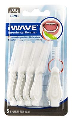 iWave Lot de 5 brossettes interdentaires fines 1,3 mm Blanc – Brosses de nettoyage interdentaires pour nettoyage total des dents Outil de retrait de plaque dentaire