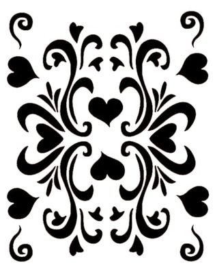 Eulenspiegel 109373 - Pochoir Facepainting, Cœurs rétro, modèle de tatouage visage, convient pour le maquillage aqua professionnel, le maquillage liquide, les tatouages à paillettes, les couleurs Painted Tattoo